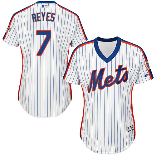 Mets #7 Jose Reyes White(Blue Strip) Alternate Women's Stitched MLB Jersey